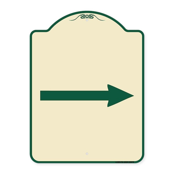 Signmission Designer Series Right Arrow, Tan & Green Heavy-Gauge Aluminum Sign, 24" x 18", TG-1824-22975 A-DES-TG-1824-22975 - main